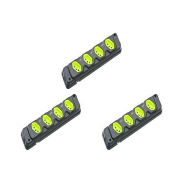 Imagem de Kit C/3 - Tomada Barra Fiolux Quadrupla 2Polos+T20A Preto