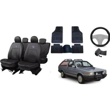 Imagem de Jogo de Capa de Couro Parati 82-96 + Tapete + Capa de Volante de Carro