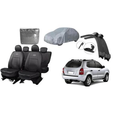Imagem de Kit Completo: Capa de Couro Tucson 04-13 + Capa de Cobrir + Limpador d