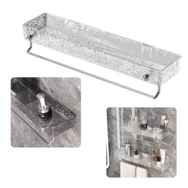 Imagem de Prateleira Porta Shampoo e Suporte de Toalhas para Banheiro – Transparente ou Cinza, Fixação Forte (Transparente)