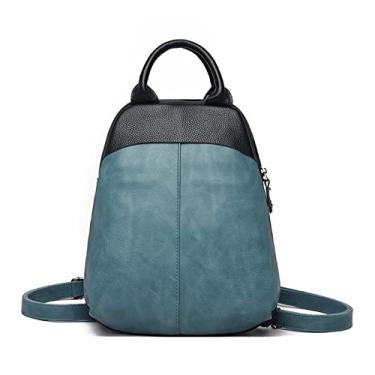 Imagem de Mochila feminina bolsas de moda mochilas de couro de qualidade para meninas adolescentes bolsa de ombro escolar feminina(Blue)