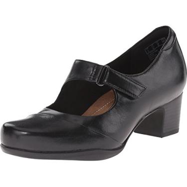 Imagem de Clarks Sapato feminino Rosalyn Wren, Couro preto, 7 Wide