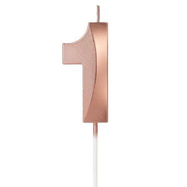 Imagem de Vela Aniversário Design Rosé Gold Pérola Número 1 - 01 unid - Silverfe
