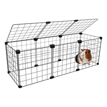 Imagem de Cercado Gaiola Pet para Porquinho da Índia 30x90cm com Teto 30cm Altura Tela Aramada Malha de 5cm (Branco)