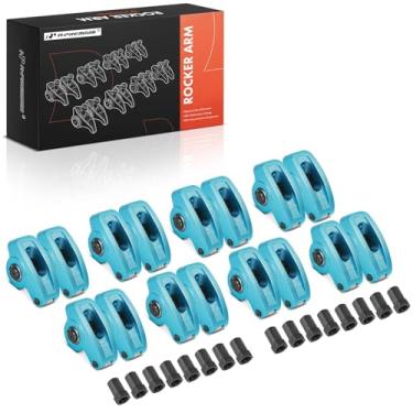 Imagem de A-Premium 16 peças de braços balancim de rolo de motor de alumínio azul com rolamentos de agulha compatíveis com Pontiac 287-455, proporção de 1,52, pinos de 7/40.6 cm, 4,3L