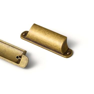 Imagem de Goo-Ki Pacote com 6 puxadores de copo de armário de latão antigo, puxador de gaveta de caixote 2,52" (64 mm) c-c ferragens de cozinha, bronze vintage retrô latão liga de zinco alças de gaveta para