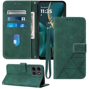 Imagem de Moment Dextrad Capa carteira para Moto G 2025, compartimentos para cartão, alça de pulso, proteção interna de telefone TPU, capa flip de couro PU para Moto G - 2025 (verde)