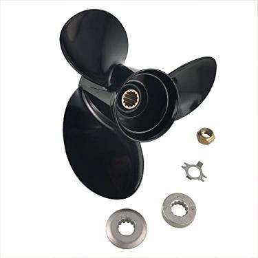 Imagem de MEREDITH Hélice externa de alumínio 3 lâminas para motores Mercury de caixa de engrenagens de 3-1/10.2 cm 25-70HP, 10-7/8"x11,10-5/8"x12,10-3/8"x13,10-1/2"x13,10-3/20.3" x 14,10-1/10.2 cm 13 estrias