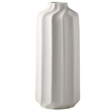 Imagem de Conjunto de vaso de cerâmica, design canelado, preto, 2 peças (branco, BAILAN grande)