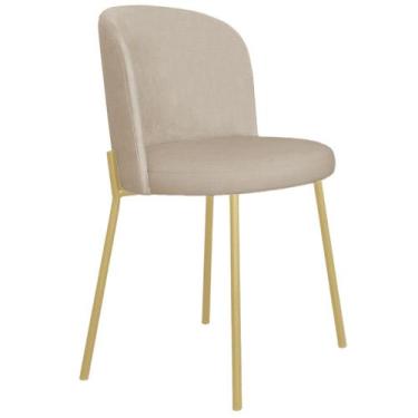 Imagem de Cadeira Decorativa Elegance Base Champanhe Linho Bege - Montanaris Dec