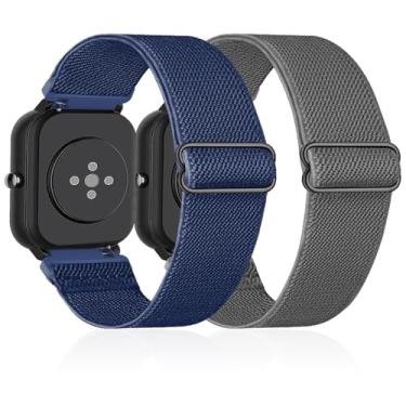 Imagem de Lzwldan Pacote com 4 pulseiras de relógio de nylon elástico compatíveis com Amazfit GTS/GTS 2/GTS 2 mini/GTS 2e/GTS 3/GTS 4/GTS 4 mini, pulseiras macias de 20 mm para relógio Amazfit Bip/Bip U Pro/Bip