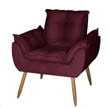 Imagem de Poltrona Para Sala de Estar Cadeira Decorativa Estofada Escritório Recepção Varanda (Suede bordô)