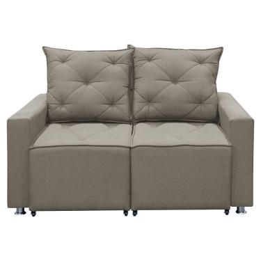 Imagem de Sofá Retrátil E Reclinável 2 Lugares Bariloche 1.50cm c/ Molas - Linho Carvalho
