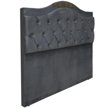 Imagem de Cabeceira De Casal 138 Provençal Capitonê Detalier Suede Cinza 120 RBL