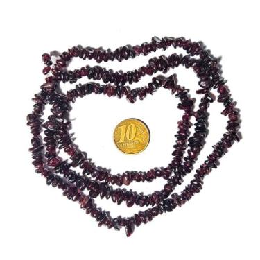 Imagem de Fio Cascalho Granada Furado 90 cm Para Fazer Pulseira - CristaisdeCurv