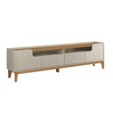 Imagem de Rack Bancada FL Estilo Retrô 2.20m Para TV Até 75'' Cor Off White / Cu