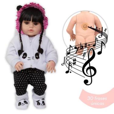Imagem de Bebe Reborn Silicone Menina Panda Que Fala Enxoval Completo - Cegonha 