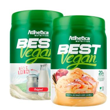 Imagem de Kit 2x Best Vegan 500g - Formula Blend Vegano - Proteina da Ervilha e Arroz Atlheticanutritioon (2x Potes 500g, Original/Torta de Maça com Canela)