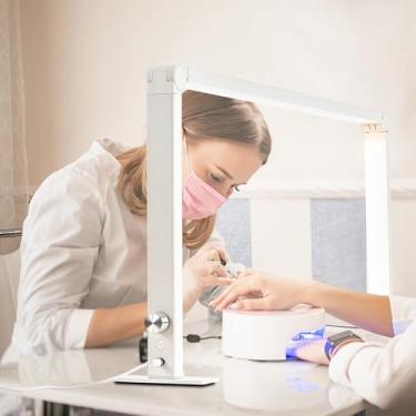 Imagem de DLITISH Luminária Dobrável Em Formato De Meia-Lua Para Mesa De Manicure, Luminária Retangular De 48 W Para Manicure, Luminária De Mesa Led De 33 Pol. Com Botão, 3 Modos De 3000-6000 K Regulável (Bra