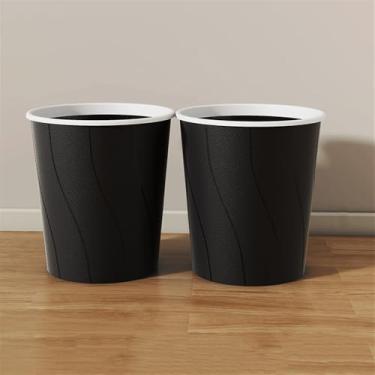 Imagem de Lixeira para Área Externa Lixeira, design de balde duplo sem tampa redonda, grande lixeira de plástico para cozinhas domésticas e cafeterias, pacote com 2 Lixeira para Área Externa(Preto)