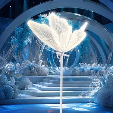 Imagem de LUNSIA Luminária De Chão Em Formato De Borboleta Para Decoração De Casamento - Iluminação Ambiente Led De 3 Cores, Luminária Romântica Para Festa, Montada Na Parede/Teto, Design Em Ferro E Renda (23