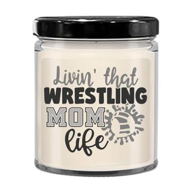 Imagem de Living That Wrestling Mom Life Candle, presente de dia das mães, vela de cera de soja, vela novidade derramada à mão, ideia de presente de cesta de aniversário e Natal
