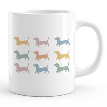 Imagem de WFSM Caneca de café colorida Dachshund, presentes de dachshund para mulheres amantes xícaras de café de cerâmica, presentes Weiner Dog Doxie para mulheres, mãe de cachorro, donos, presente caneca de