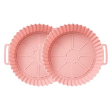 Imagem de Kit 2 Formas de Silicone Premium para Air Fryer, Forno e Micro-ondas – Antiaderente, Reforçada (Resiste até 200 °C) – Silicone Espesso e Resistente – Escolha a Cor (Rosa)