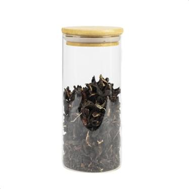 Imagem de Pote Multiuso de Vidro com Tampa de Bambu Empilhável Redondo Alimentos Organizador de Geladeira E Armários 600ml