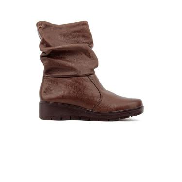 Imagem de Bota Cano Curto Pegada Forro Lã Couro Cafe-Feminino