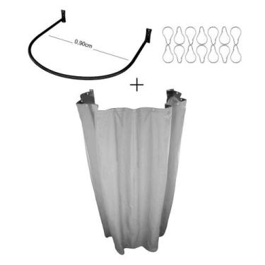 Imagem de Kit Provador Cortina Cinza E Arco 70X70 Para Loja De Roupas - Lm Deton