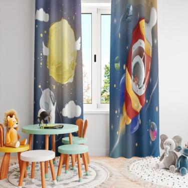 Imagem de Cortina Tecido Oxford Quarto Infantil Espaço Astronauta e Ursinho - 28