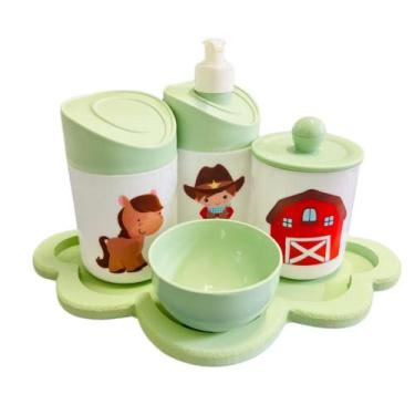 Imagem de Kit Higiene Baby Cowboy Menino c/bandeja em MDF - Dóia Kids, Nuvem Ver