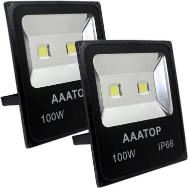 Imagem de Kit 2 Refletor Led Holofote Externo Jardim Muro 100w Branco - Genérico