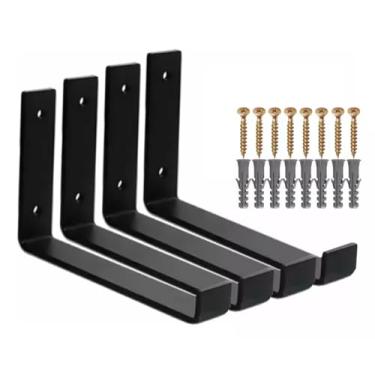 Imagem de Kit 4 Peças Suporte Mão Francesa Invertida 20cm - Cantoneira Reforçada Industrial Aço Ferro