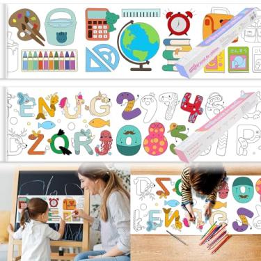 Imagem de XEFINAL Rolo De Desenho Infantil Com 2 Peças, Papel Para Colorir Presente Infantil, Pintura Faça Você Mesmo 120 X 11,8 Polegadas, Brinquedos Educativos Adesivos Crianças (Material Escolar)