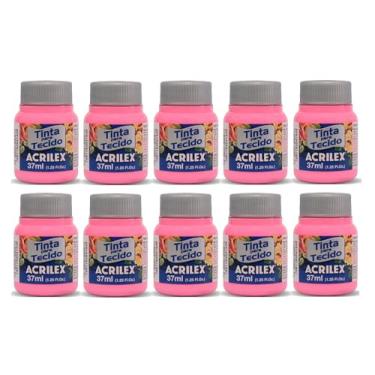 Imagem de Tinta Para Tecido Fosca Acrilex 37ml 10 Unidade Artesanato Fixação Frio Alta Cobertura – Fixação a Frio e Alta Cobertura Com Acabamento Fosco, Este Kit É A Escolha Perfeita Para Quem Busca Qualidade (Rosa 537)