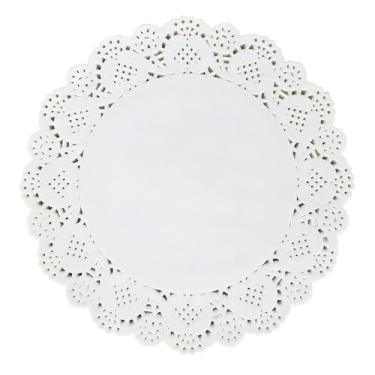 Imagem de DOUSUI Doilies de papel branco 100 peças, papel de renda redonda de 16,5 cm para alimentos, bolos, sobremesas.