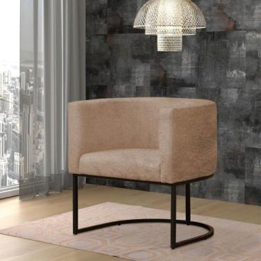 Imagem de Poltrona Reforçada Decorativa Sala Gabriela Base Ferro Preta Suede - D