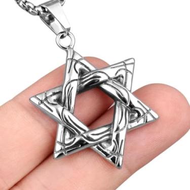 Imagem de Corrente de Aço Pingente Estrela de Davi Cor:Prata