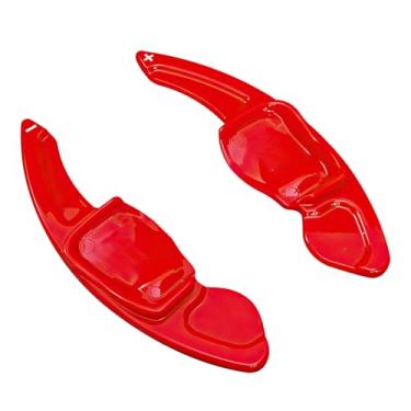 Imagem de HIBEYO Extensão de remo de volante adequada para Volkswagen Tiguan Lamando Golf MK6 Scirocco Sharan Touareg Gran Lavida Lavida Phideon SEAT Leon Passat CC/R36 ABS Plastic Paddle Shifter-Vermelho