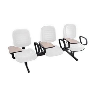 Imagem de Cadeira Em Longarina Com Prancheta Linha Blenda Branco - DESIGN OFFICE