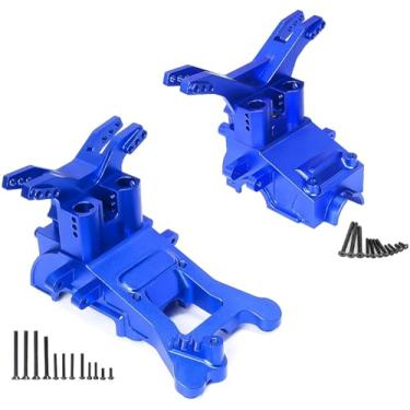 Imagem de Front Rear Upper Gearbox Covers/Shock Tower, Aluminum Alloy Gearbox Cover & Shock Tower Set for Arrma 1/10 1/8 Big Rock/Granite/SENTON/Typhon V3 3S BLX MEGA, Replacement of ARA-1082(Blue)