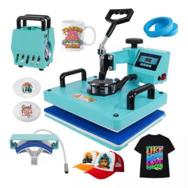 Imagem de Prensa Térmica Sublimação 5x1 Máquinas De Prensa Térmica Transferência De Calor Por Para Camisetas Caneca Chapéu Placa (Azul 220V)