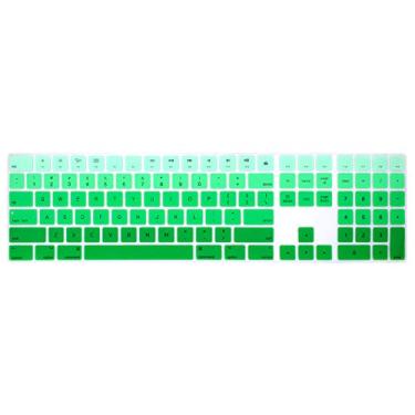 Imagem de HRH Capa de teclado de silicone verde ombré para teclado mágico com teclado numérico A1843 MQ052LL/A lançado em 2017 (layout dos EUA)