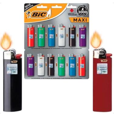 Imagem de Isqueiro Bic Maxi Tamanho Grande Cartela Com 12 Unidades Bic