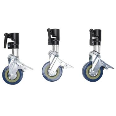 Imagem de GOWENIC Conjunto Profissional de Rodas de Giro Giratório, 3 Pacote de Pacote de Liga Leve de Alumínio Rodas Leves Com Trava de Freio, Rotação de 360​​°, Universal para Suporte de Luz de