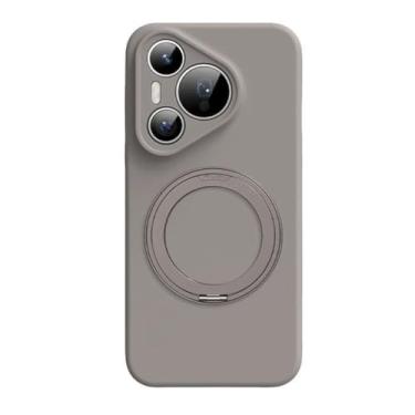 Imagem de LTLMYDAM Capa ultrafina para Huawei Pura 70 Ultra/70 Pro/70 Pro+/70, proteção de lente com tudo incluído, capa de telefone de silicone líquido, com revestimento de fibra de anel, cinza, 70 Pro