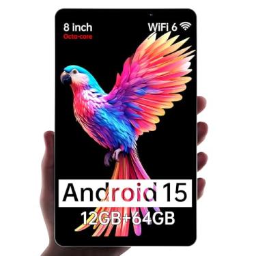 Imagem de HAOVM Tablet M8 Android 15 de 8 polegadas, CPU de 8 núcleos, 12 GB + 64 GB, 2 TB expansível, tela HD IPS, Widevine L1, Wi-Fi 6, BT5.4, câmera de 5 MP + 8 MP, bateria grande de 5100 mAh, tablet para