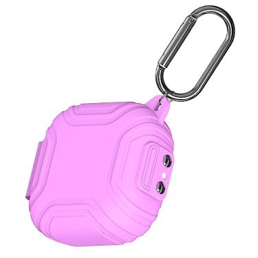 Imagem de UCPOVT [Trava De Segurança] Capa Silicone Para Fones Ouvido Bluetooth Sem Fio Shokz Openfit, Protetora Completa Anti-Arranhões E À Prova Choque, Com Chaveiro (Roxo)